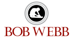 Logo with a black and white icon of a person working, enclosed in a circle, above the text "BOB WEBB" in large red font—perfect for those looking to Explore Homeownership in Lewis Center.